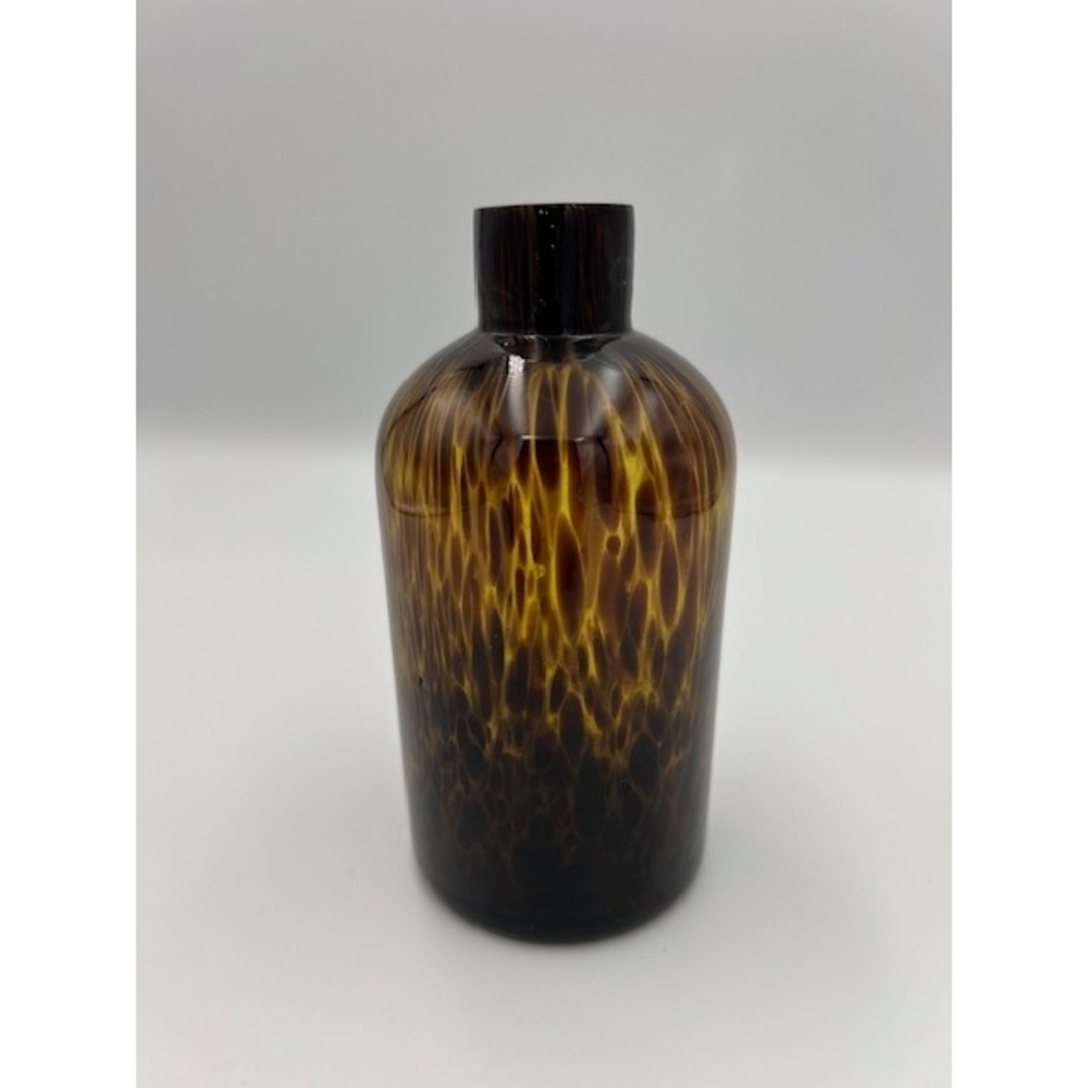 Vintage Tortoiseshell‎ Glass Bud Vase Amber Brown Apothecary Bottle 5.5 Inch